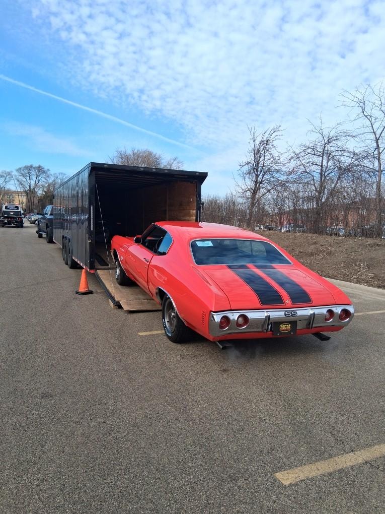Chevelle SS on enclosed carrier